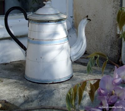 early-sunday-brocante-my-french-country-home metal teapot on a stone windowsill