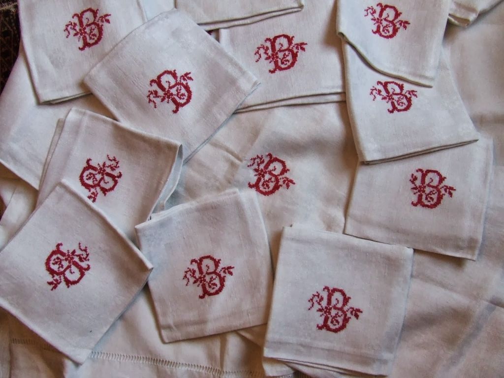 Antique Monogrammed Napkins - My French Country Home Box