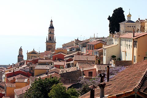 view over the rooftops of menton