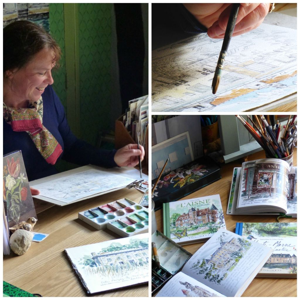 celien chollet painting at her desk