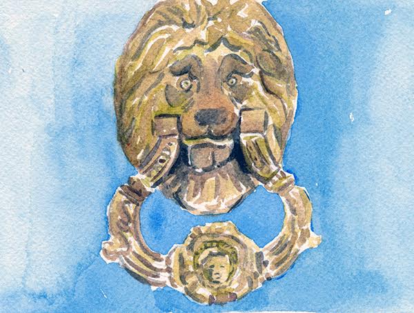 watercolour of door knocker
