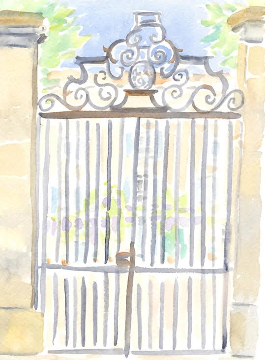 watercoour painting of french gate
