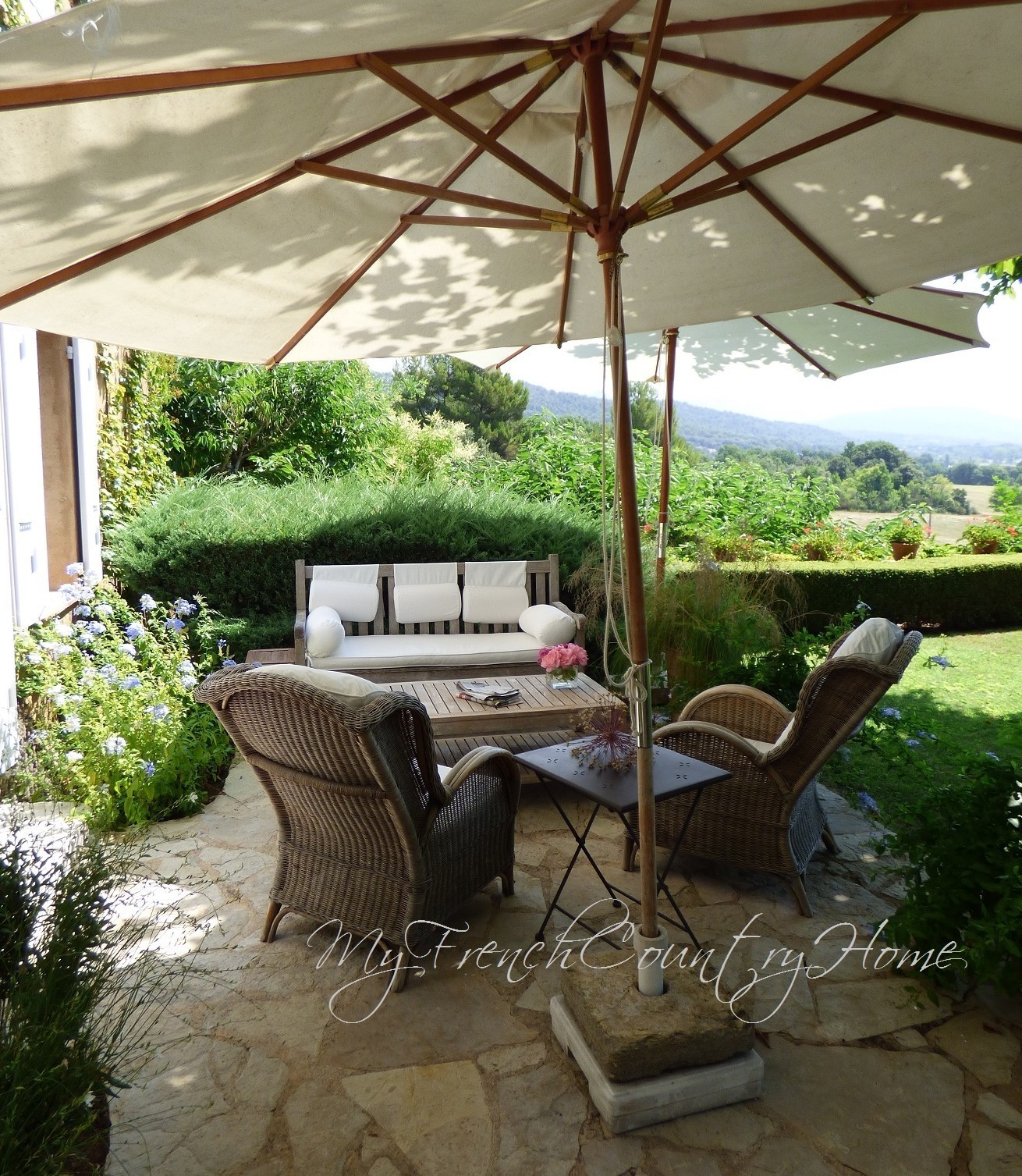 garden seating in french home