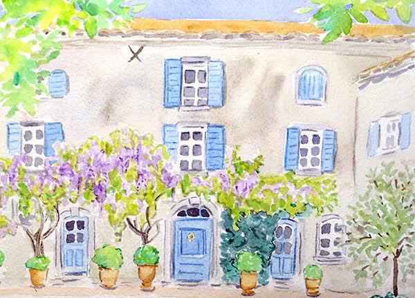 watercolour painting of house