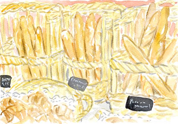 watercolour french bread