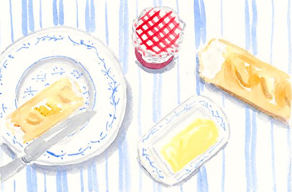 watercolour breakfast table