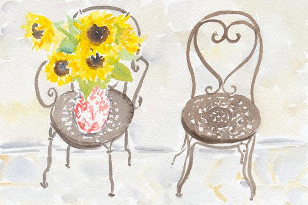 watercolour garden seats