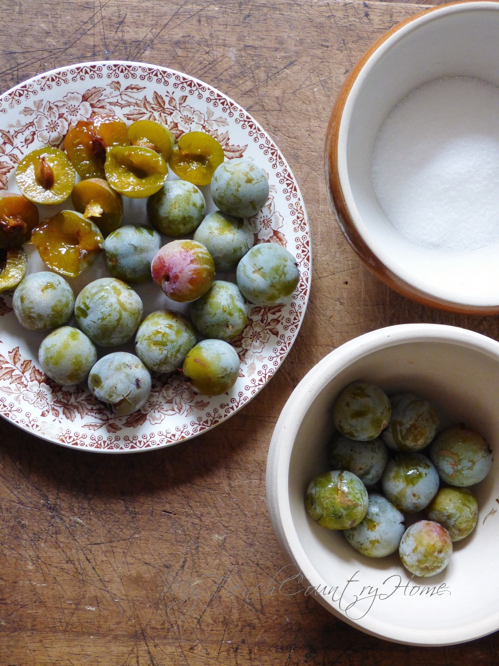 plums cut up for a tart