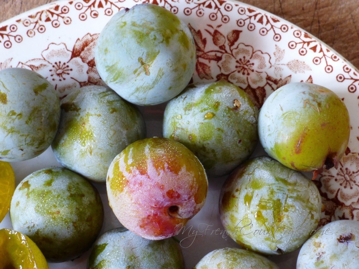 plums cut up for a tart