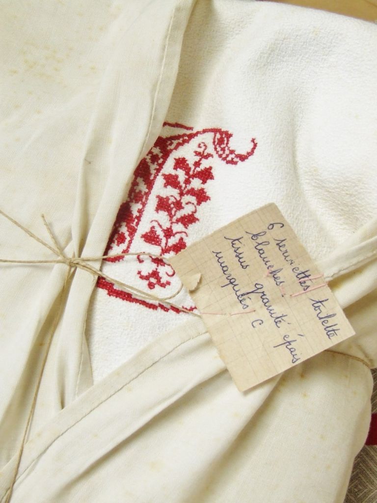 monogrammed antique french sheet