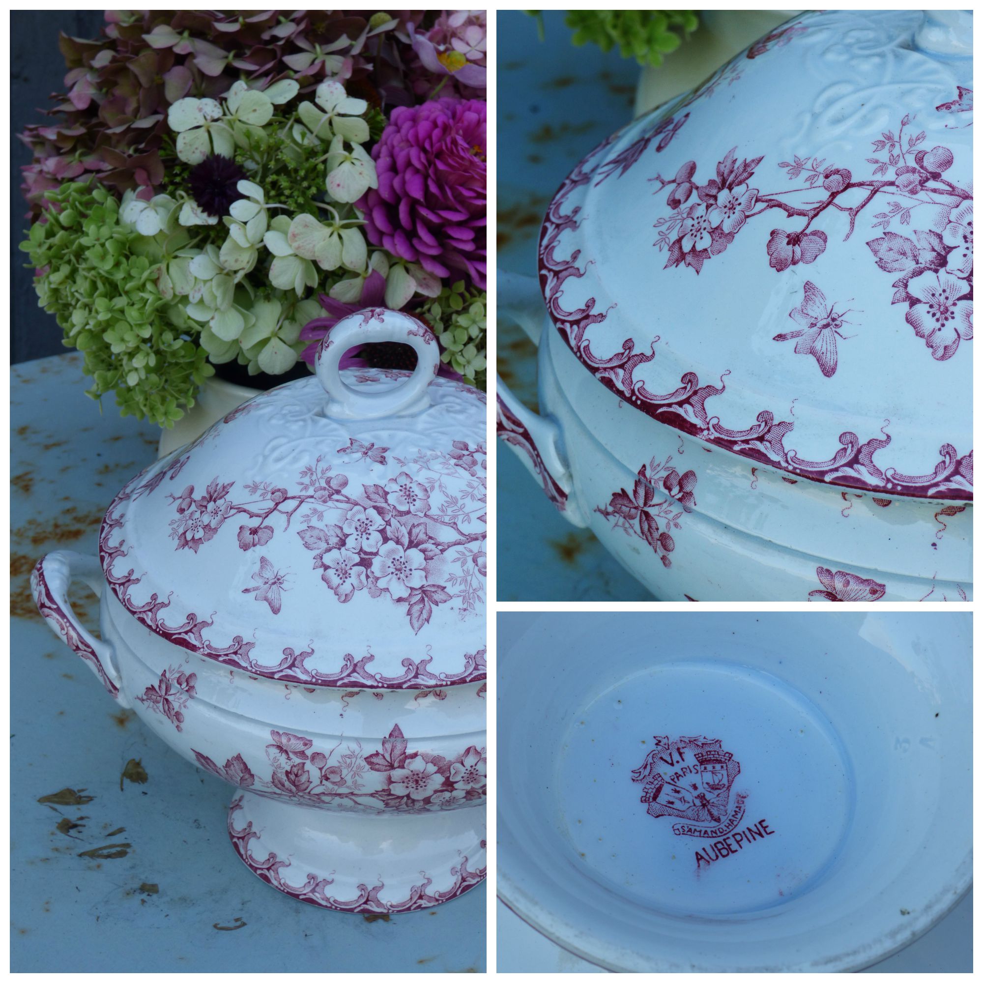 detail pink soup tureen