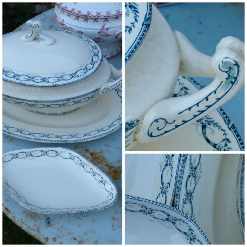 details blue tureen and plates