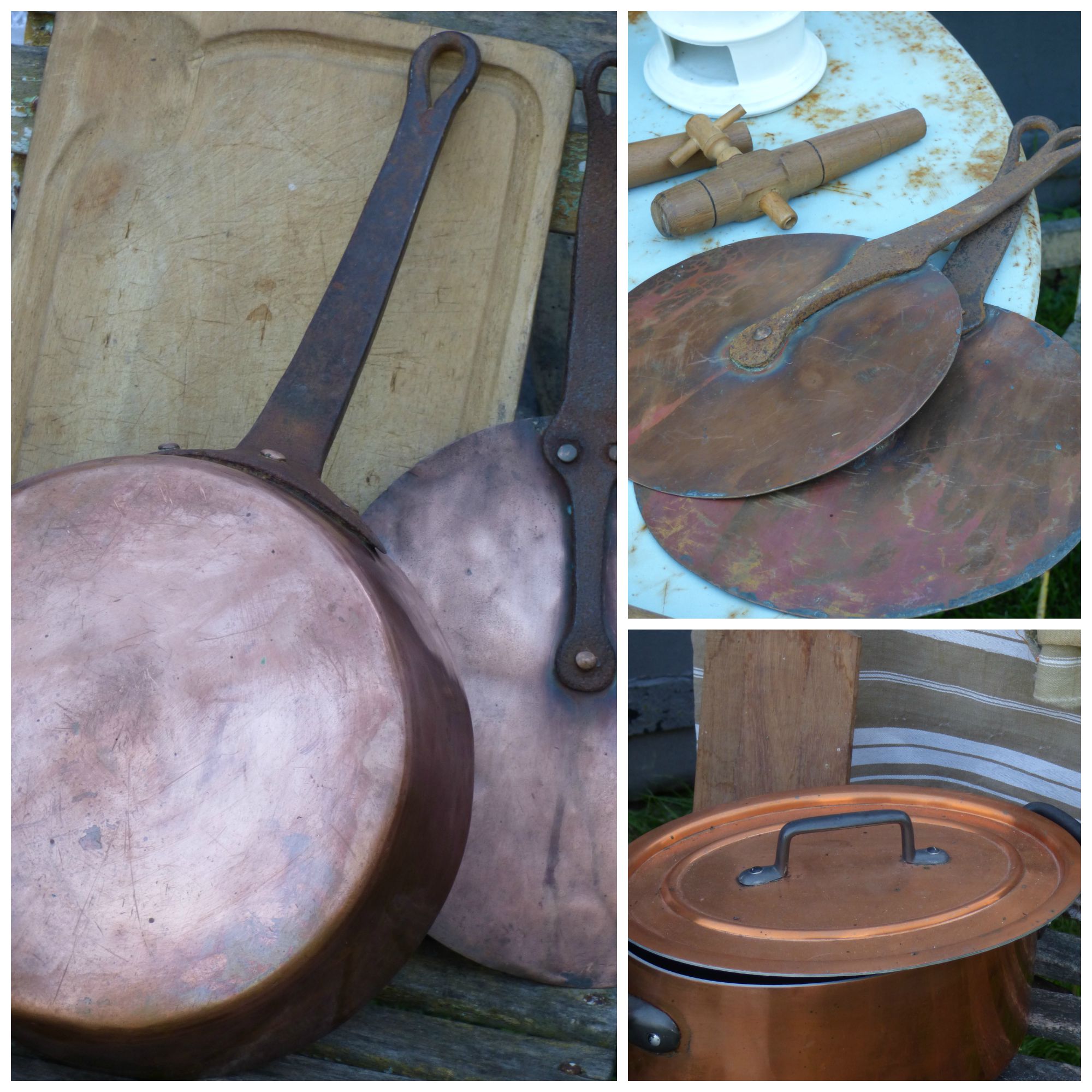 detail copper saucpans