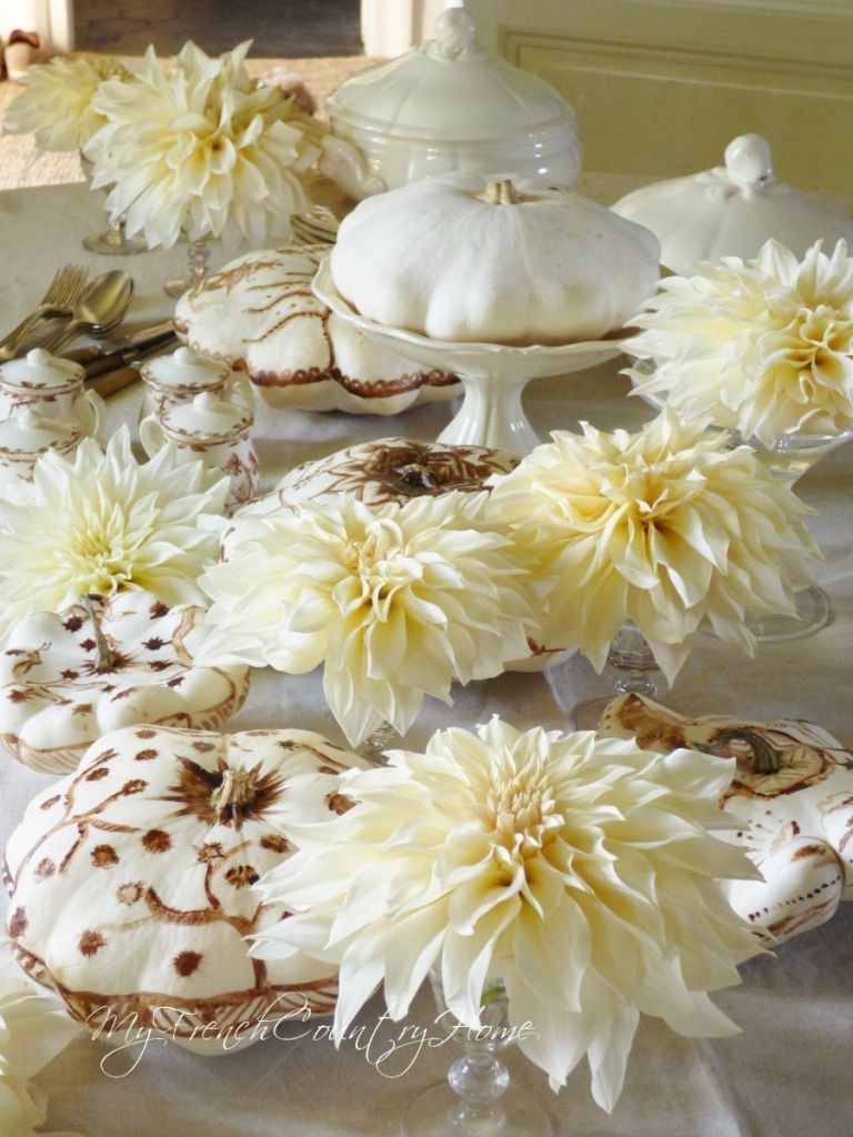 white pumpkins for a fall table
