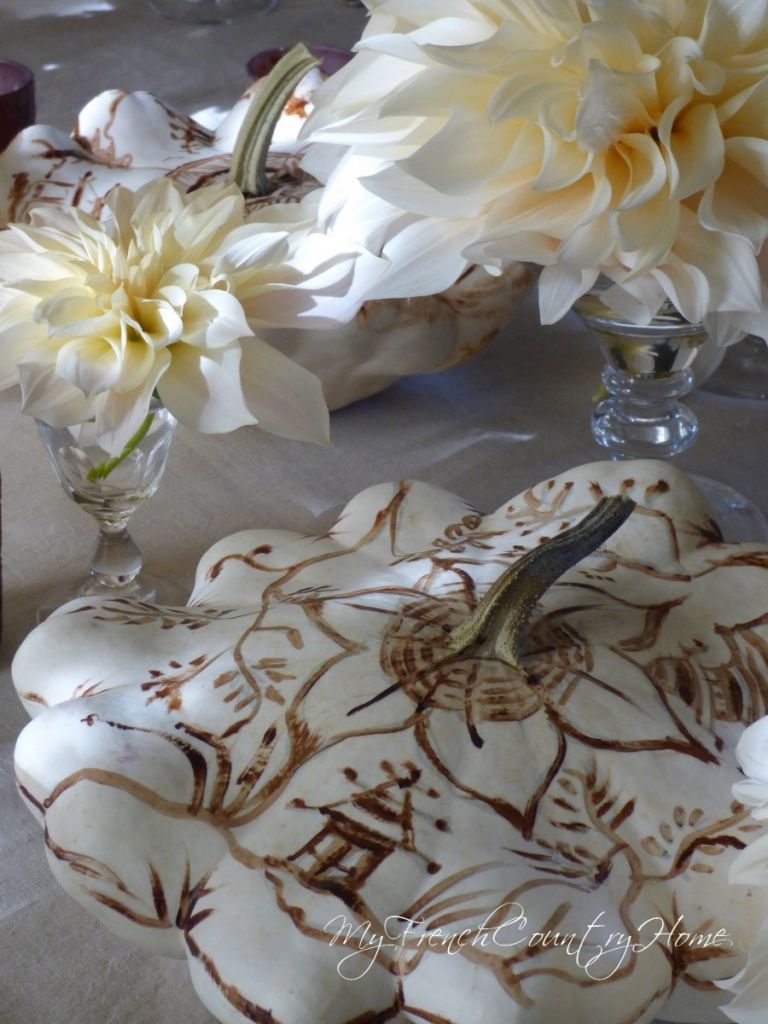 white pumpkins for a fall table