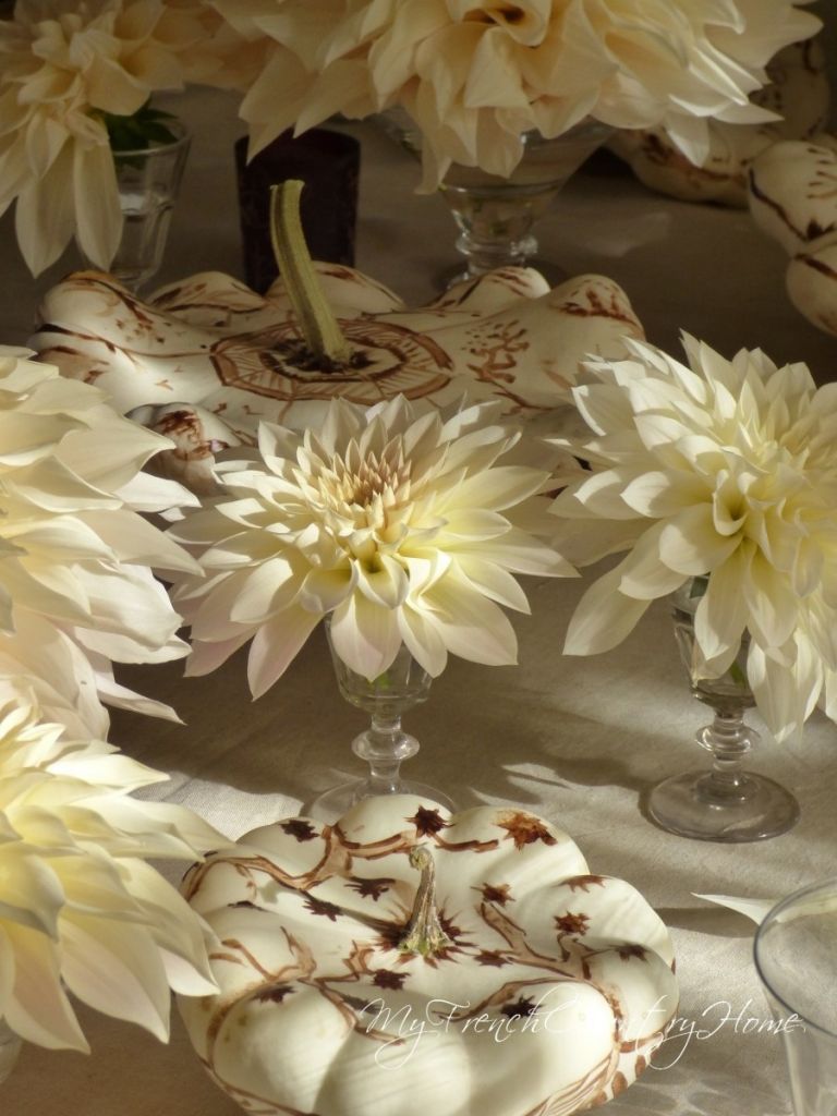 white pumpkins for a fall table
