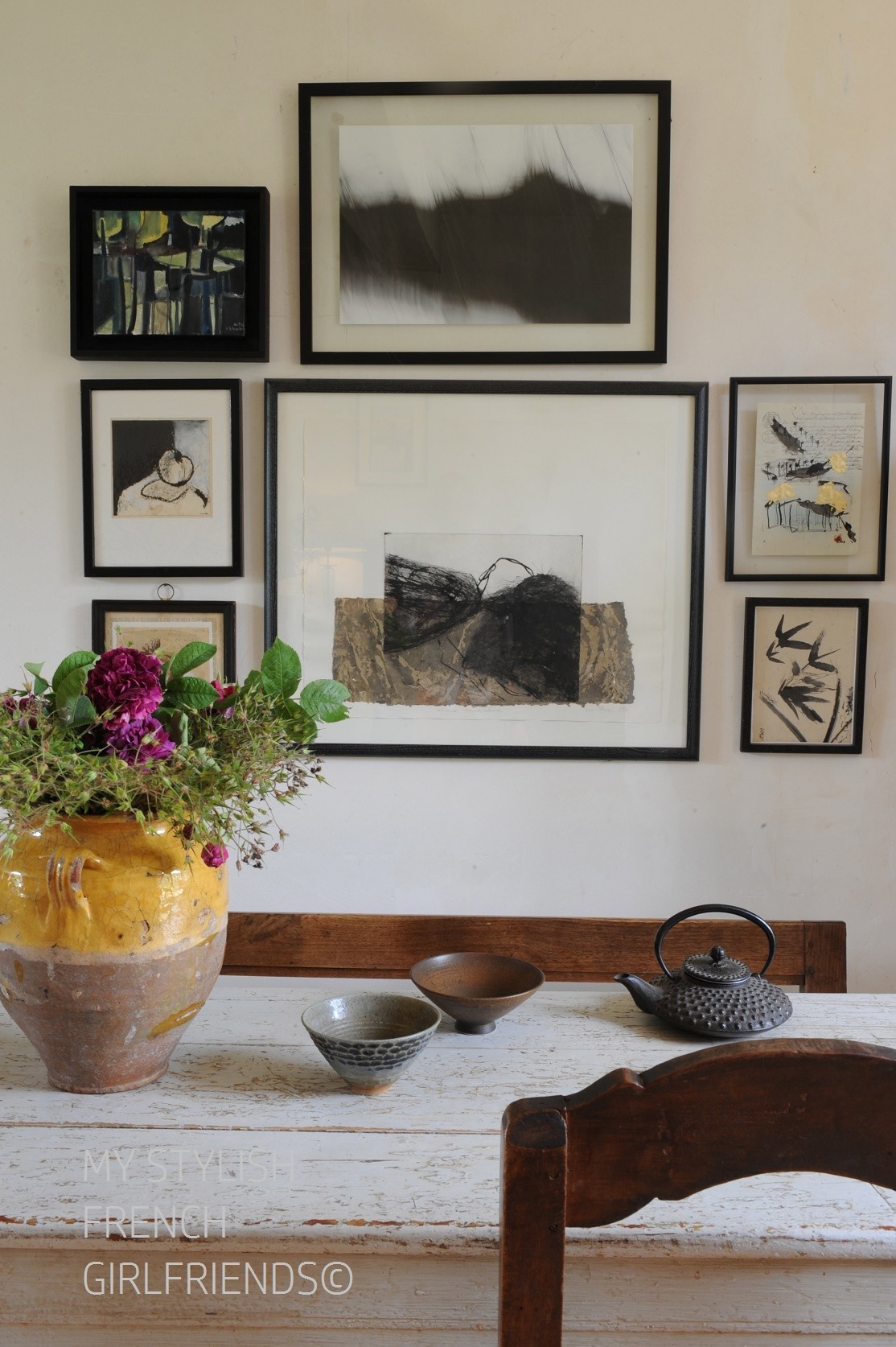 inside home with atrtwork