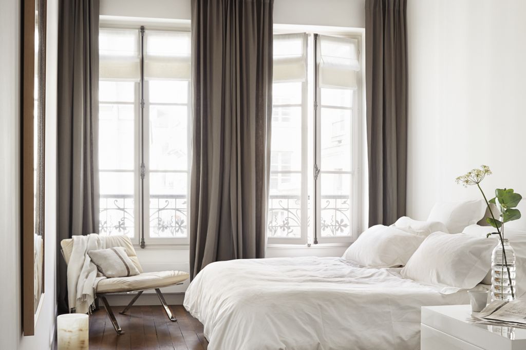 bedroom with white bed