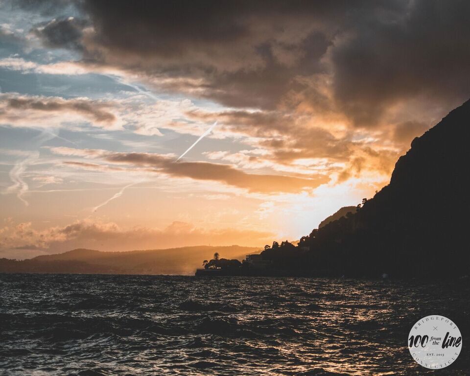 sunset over bay on the french riviera