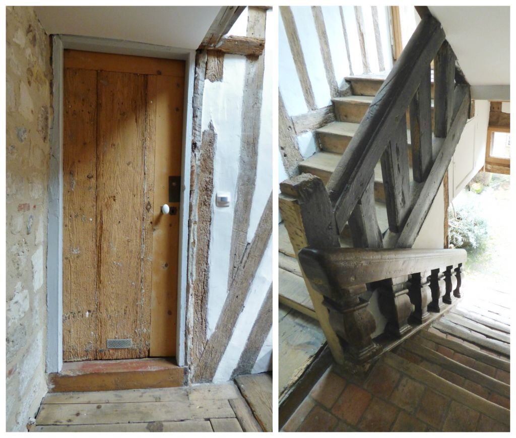 old door and timbered stairwell