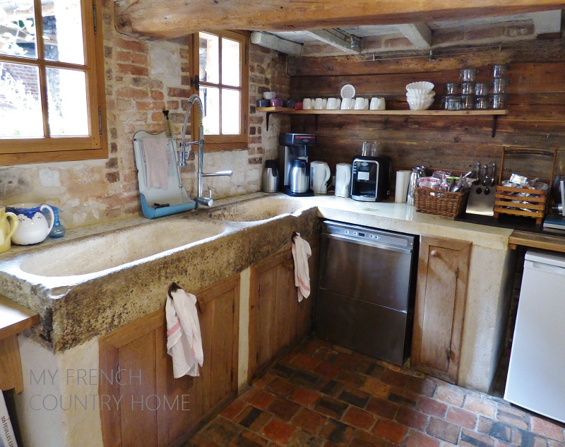kitchen with stone sink