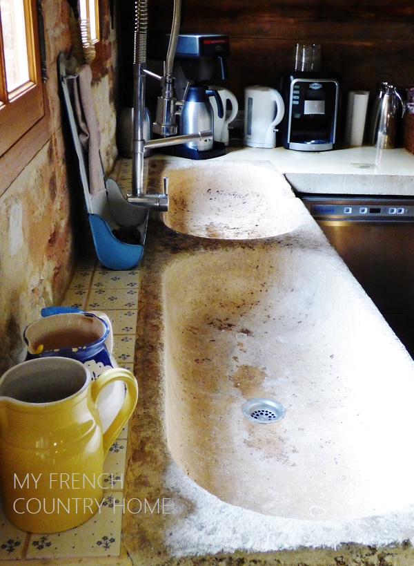 kitchen with stone sink