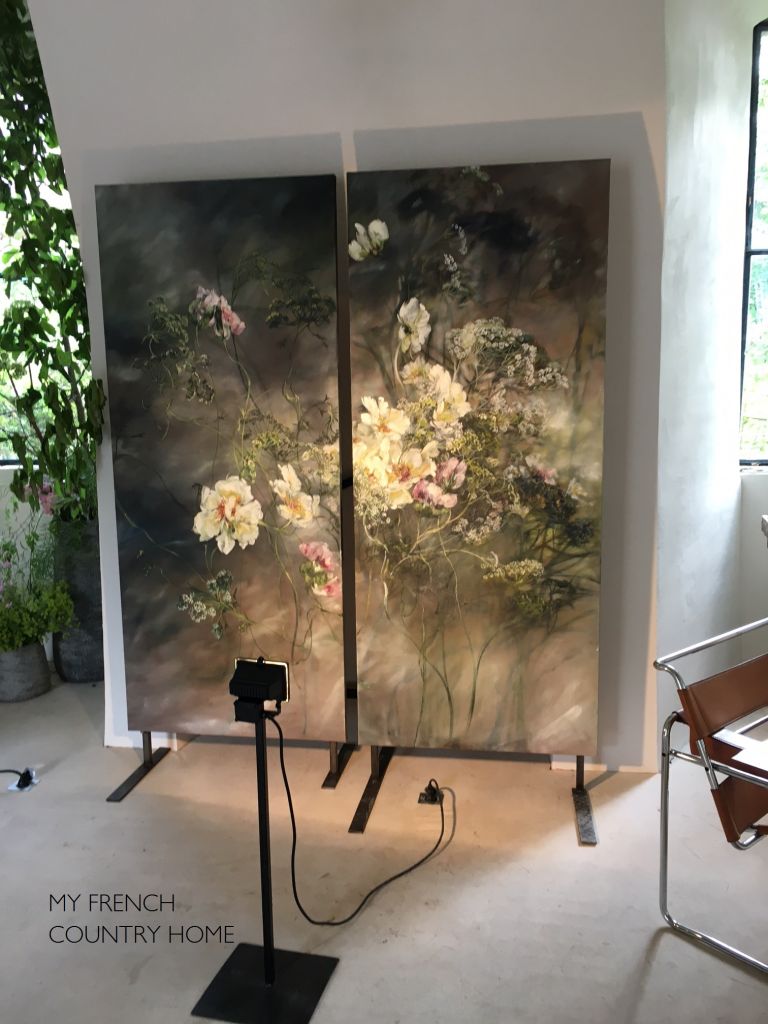 paie of floral paintings by Claire basler