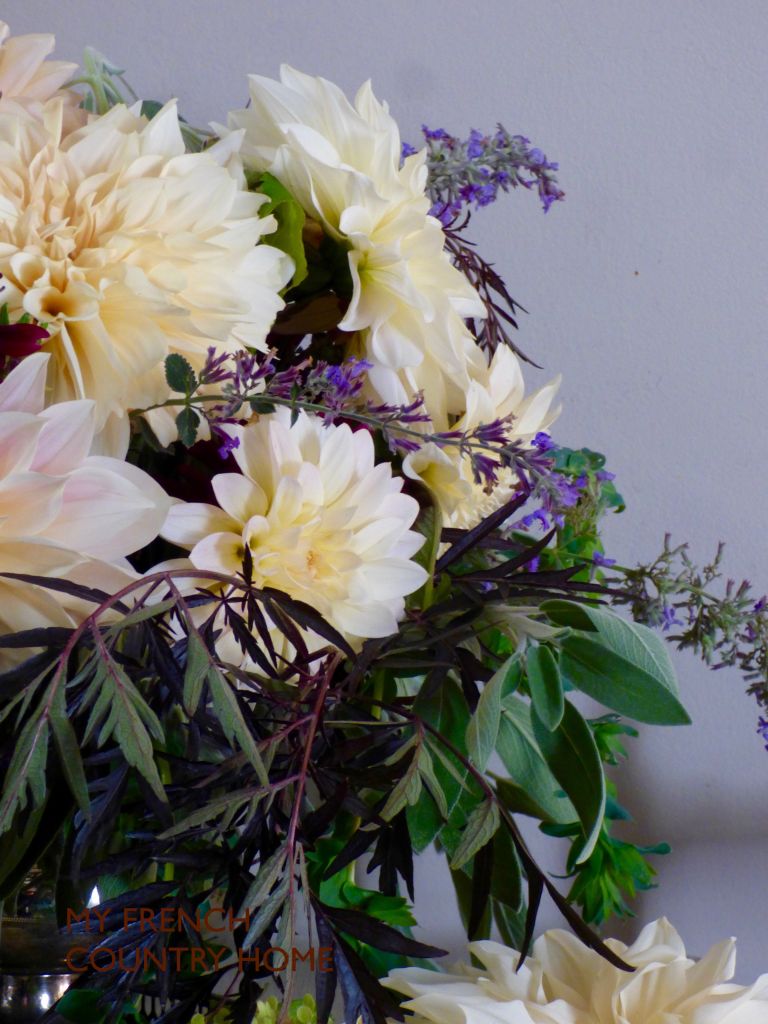 bouquet of dahlias and greenery