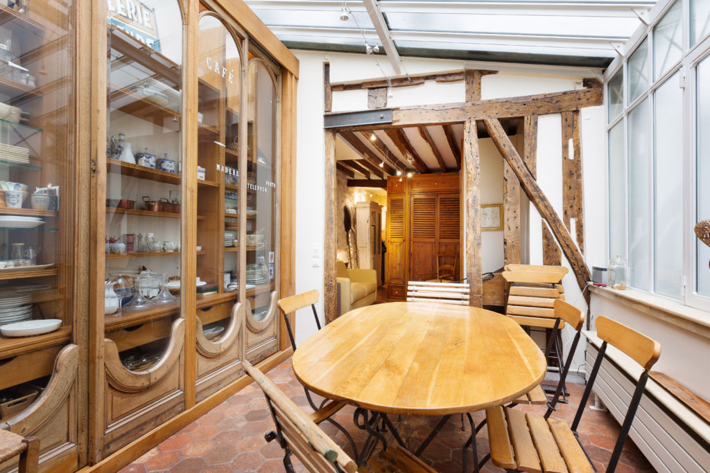 dining table and dresser in parisian studio