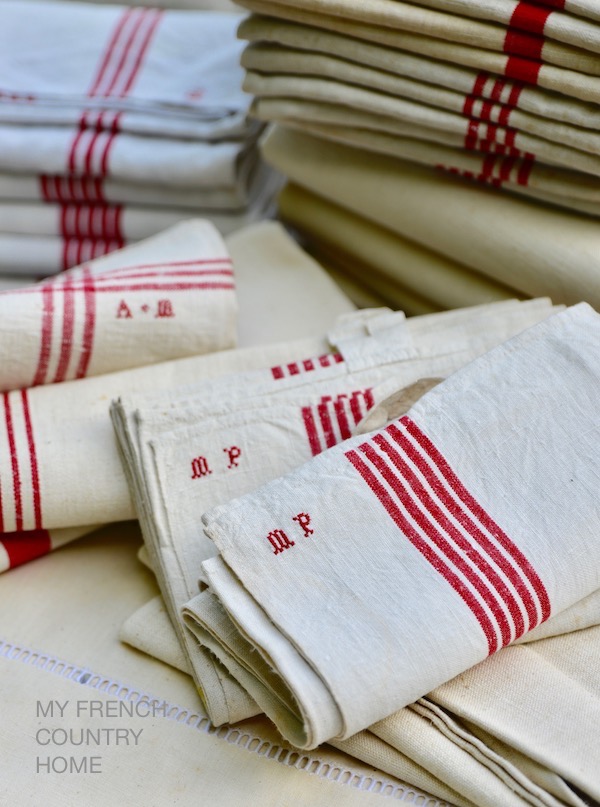 Striped Linen Tea Towels - My French Country Home Box