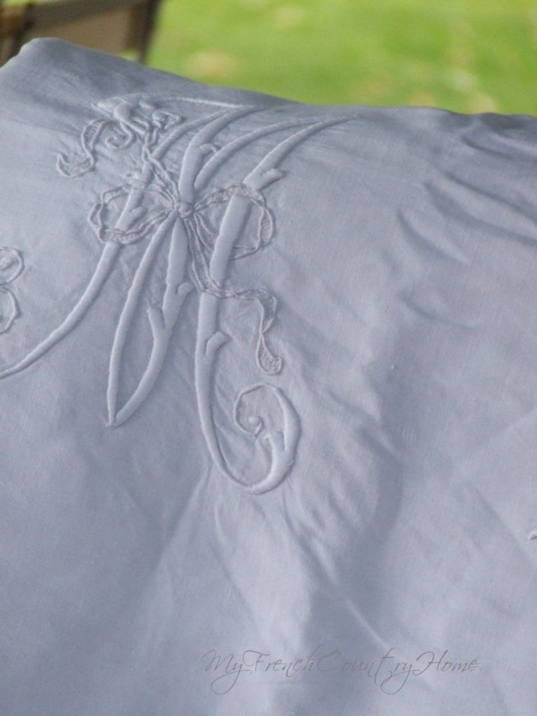 embroidered linen sheet