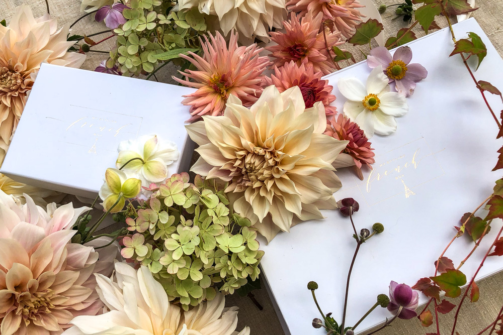 autumn leaves and flowers on my stylish french box