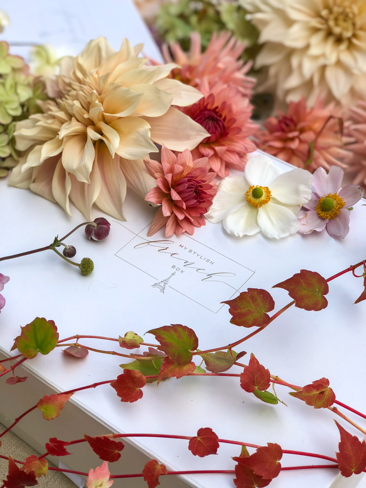 autumn leaves and flowers on my stylish french box