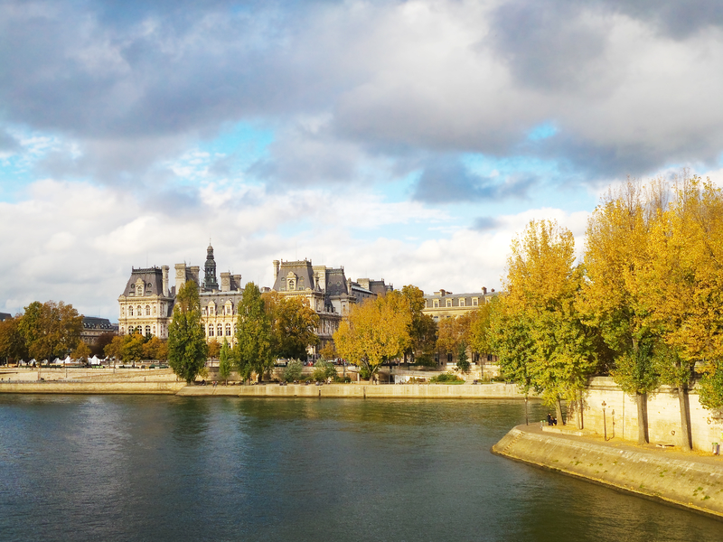 view along the seine in autumn