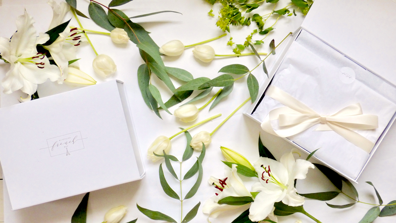 white flowers styled with My Stylish French Subscription Box