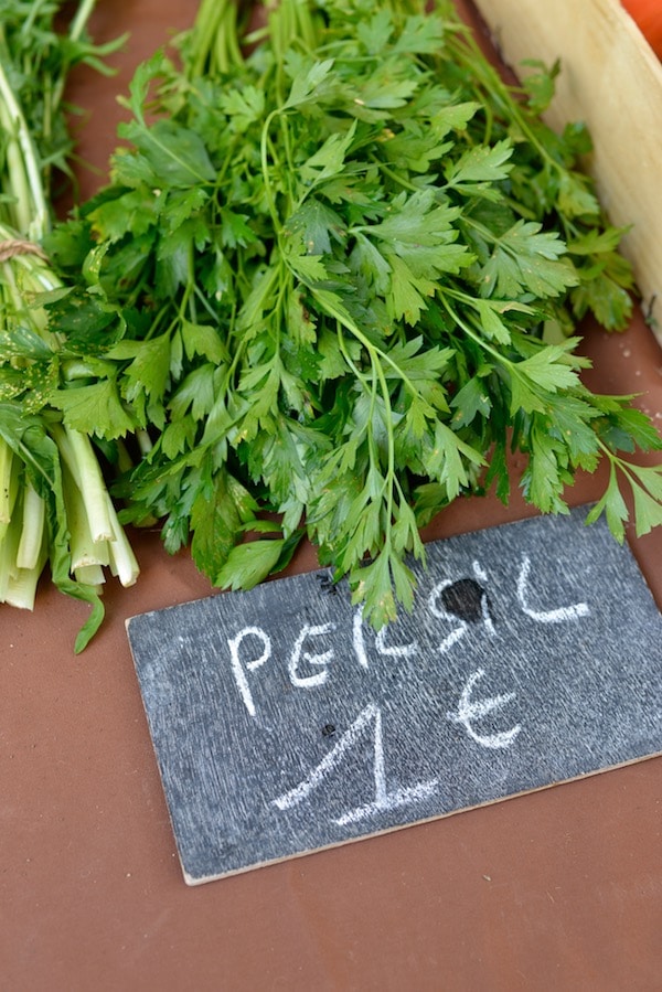 bunches of parsley at the market