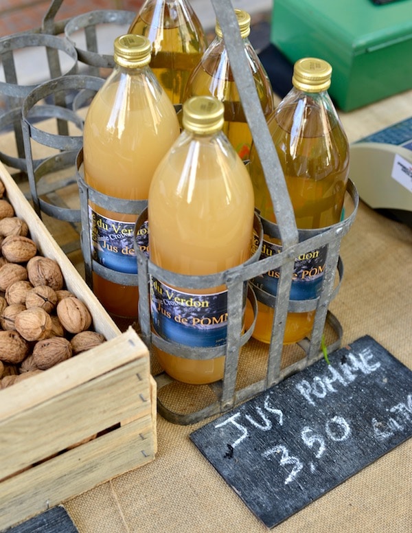 local apple juice for sale on market- market produce: behind the scenes- MY FRENCH COUNTRY HOME