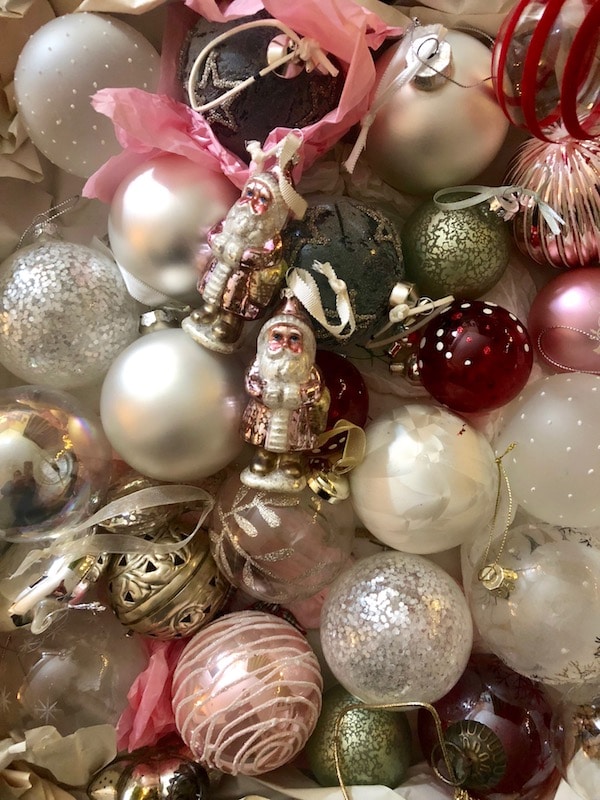 pink and silver christmas tree decorations