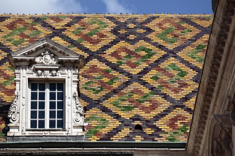 patterned roof tiles in Beaune, Burgundy