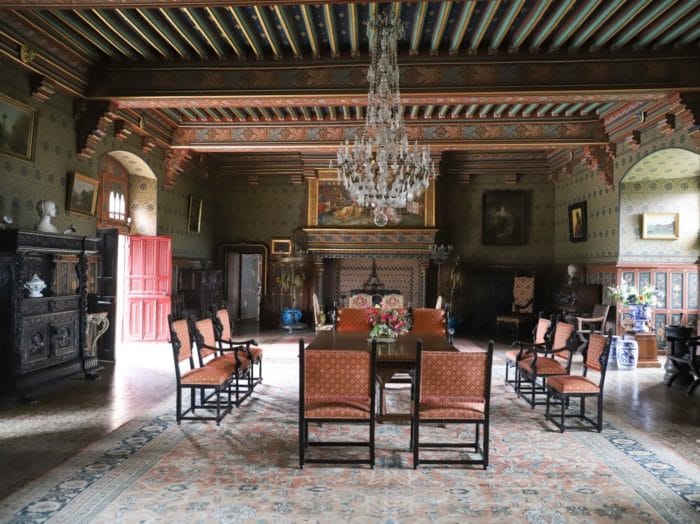 dining room and table in french chateau