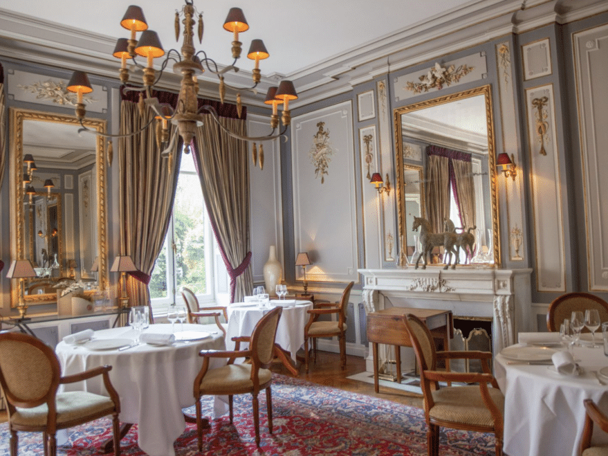 interior of a fancy french restaurant