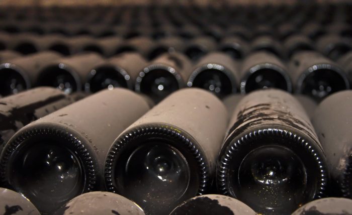 old dusty wine bottles