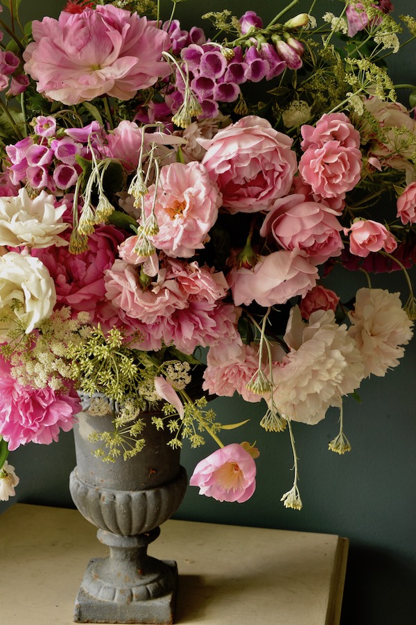 pink bouquet with roses and peonies