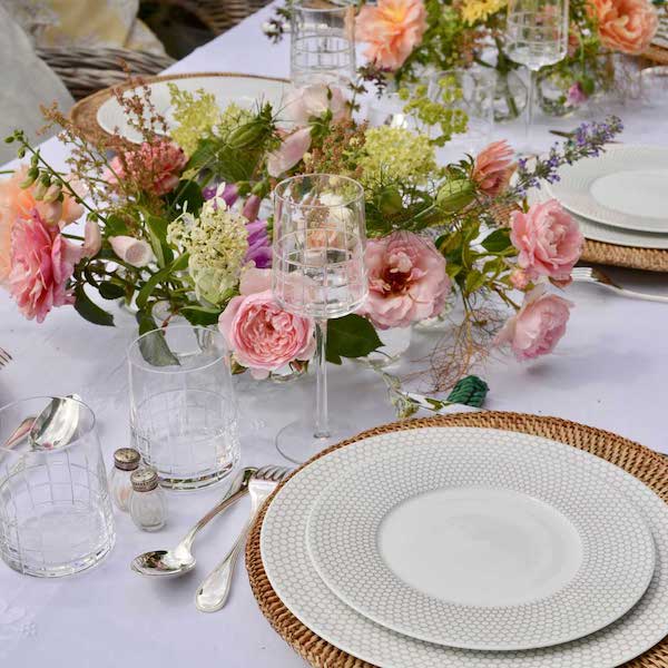 nice table setting with flowers