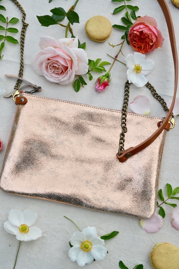 metallic pink purse