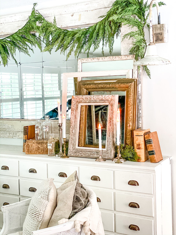 dresser with picture frames