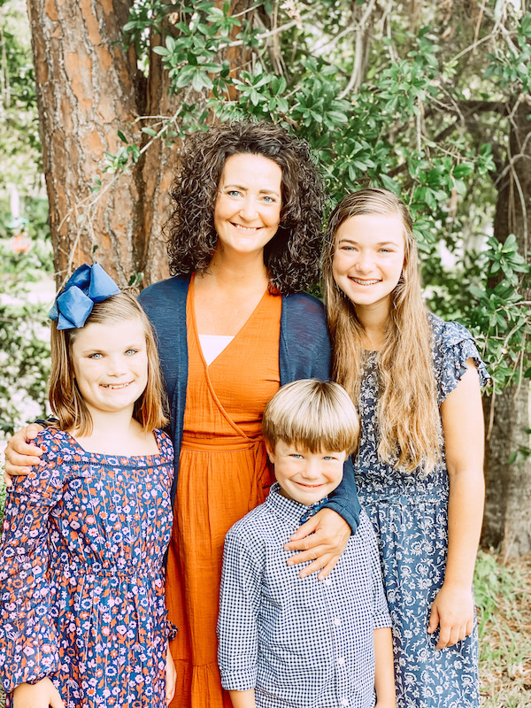 woman and three children