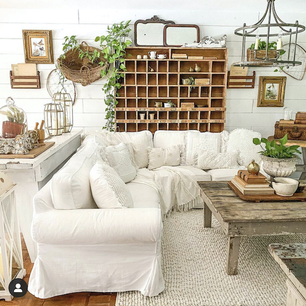 living room with vintage decor