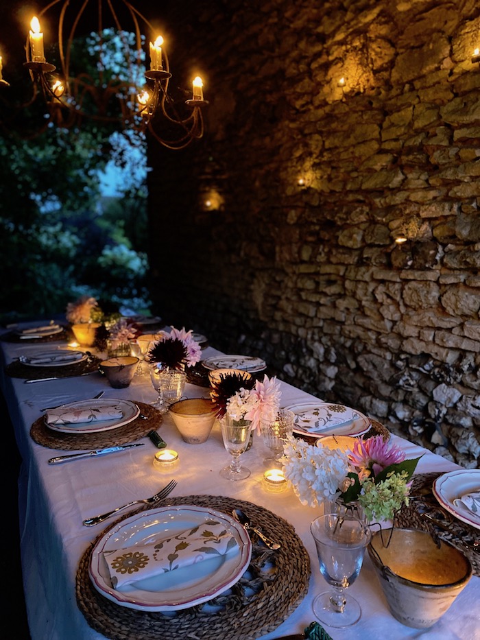 table laid for outdoor dining