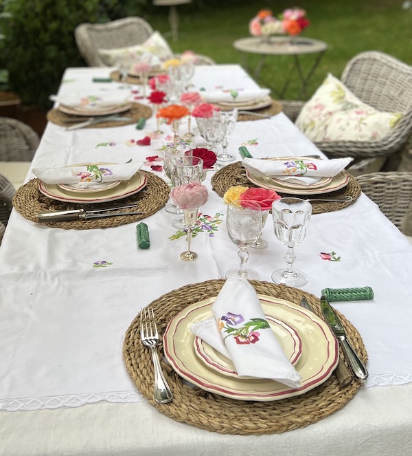 flowers in tiny vases on my table - MY FRENCH COUNTRY HOME